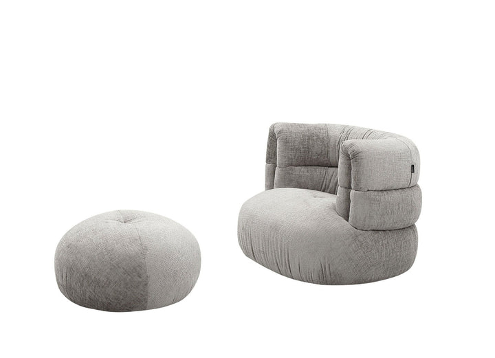 Divani Casa Shay - Modern Grey Fabric Accent Chair + Ottoman - Mac & Mabel