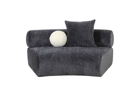 Divani Casa Simpson - Contemporary Dark Grey Fabric Curved Modular Armless Seat with Throw Pillows - Mac & Mabel