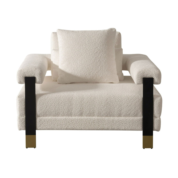 Divani Casa Stratford - Modern Off-White Fabric Accent Chair - Mac & Mabel