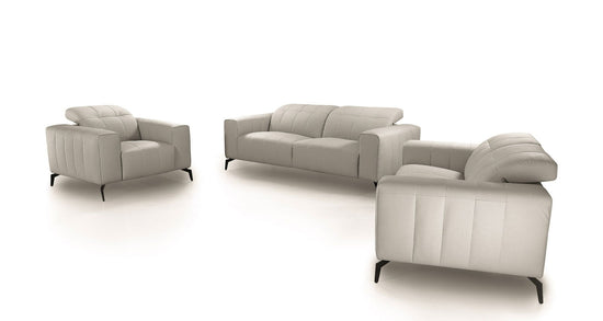 Divani Casa Wayne - Modern Light Grey Leather Sofa Set - Mac & Mabel