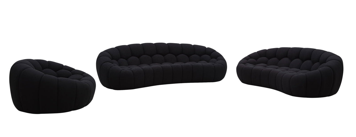 Divani Casa Yolonda - Modern Curved Black Fabric Sofa Set - Mac & Mabel