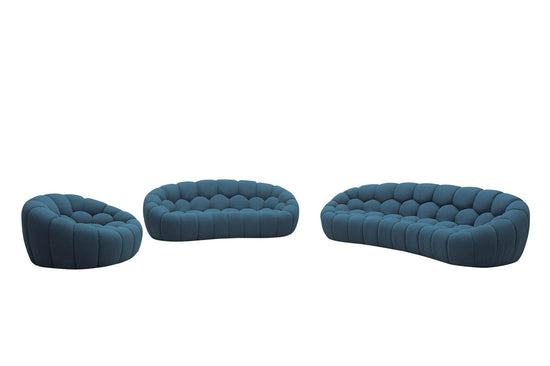 Divani Casa Yolonda - Modern Curved Dark Teal Fabric Sofa Set - Mac & Mabel