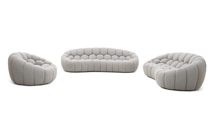 Divani Casa Yolonda - Modern Curved Light Grey Fabric Sofa Set - Mac & Mabel