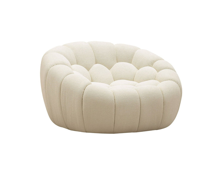 Divani Casa Yolonda - Modern Curved Off-White Fabric Chair - Mac & Mabel
