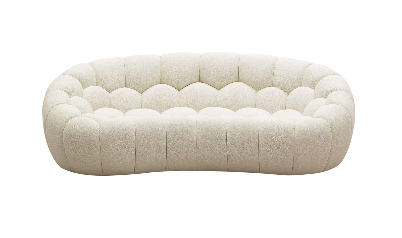 Divani Casa Yolonda - Modern Curved Off-White Fabric Loveseat - Mac & Mabel