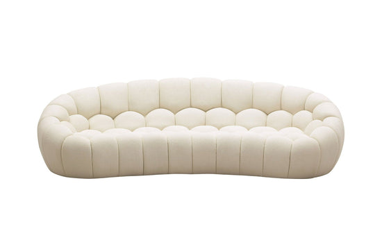 Divani Casa Yolonda - Modern Curved Off-White Fabric Sofa - Mac & Mabel