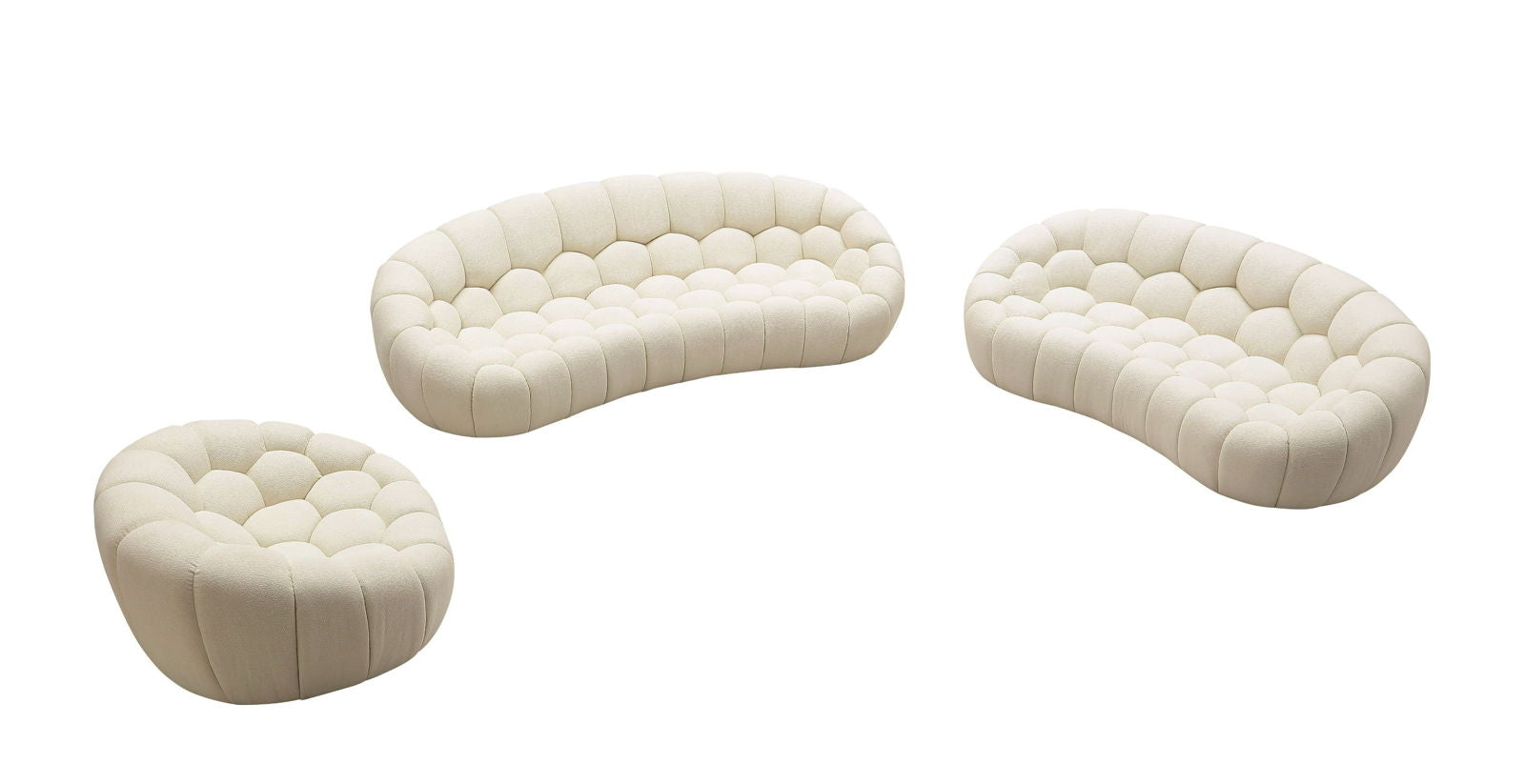 Divani Casa Yolonda - Modern Curved Off-White Fabric Sofa Set - Mac & Mabel