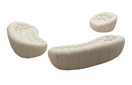 Divani Casa Yolonda - Modern Curved Off-White Fabric Sofa Set - Mac & Mabel
