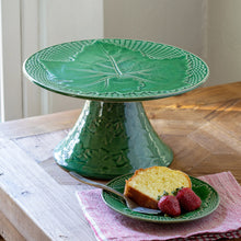 Load image into Gallery viewer, Green Glazed Cake Stand, Large
