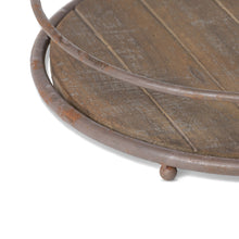 Load image into Gallery viewer, Round Wooden Tray with Iron Handles
