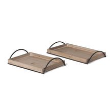 Load image into Gallery viewer, Wood Trays with Iron Handle, Set of 2
