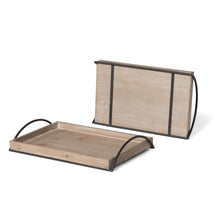 Load image into Gallery viewer, Wood Trays with Iron Handle, Set of 2
