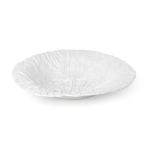 White Cabbage Leaf Ceramic Serving Platter, 20" Dia.