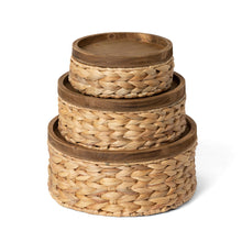 Load image into Gallery viewer, Woven Water Hyacinth Round Storage Basket, Set of 3
