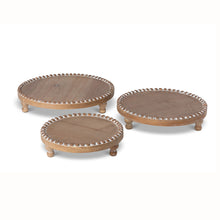 Load image into Gallery viewer, Wood Beaded Round Serving Trays, Set of 3
