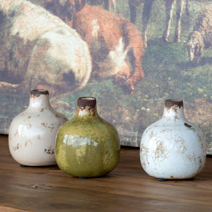Glazed Stoneware Bud Vase, Taupe-Green, 3 Assorted Colors