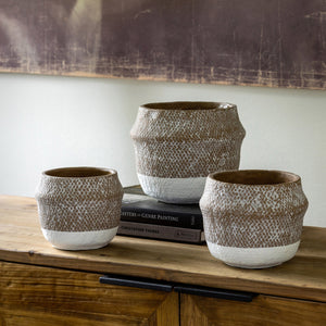 Woven Pattern Cement Pot, Small