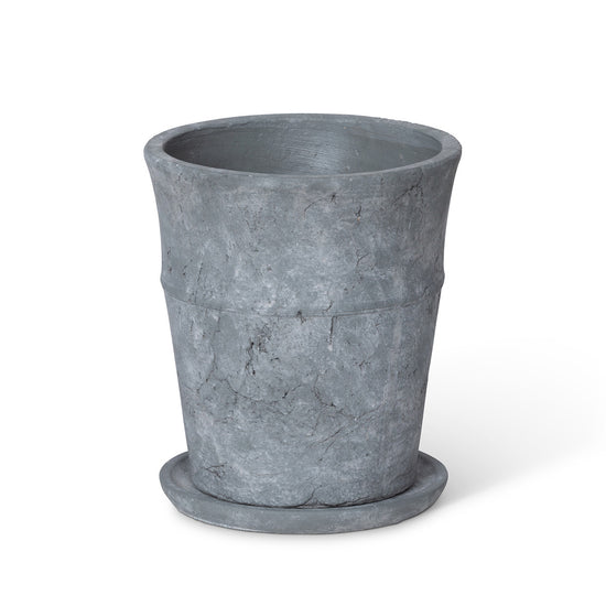 Meyer Cement Garden Pot w/ Tray, 8.5"