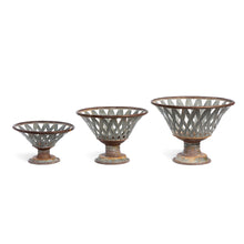 Load image into Gallery viewer, Woven Metal Footed Bowl, Set of 3
