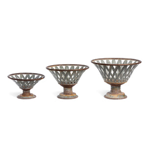 Woven Metal Footed Bowl, Set of 3