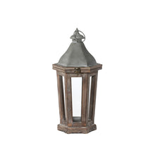 Load image into Gallery viewer, Wood &amp; Galvanized Metal Lantern, Small
