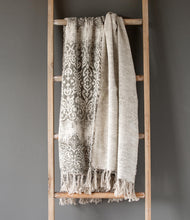 Load image into Gallery viewer, Vintage Printed Linen Throw, Soft Grey
