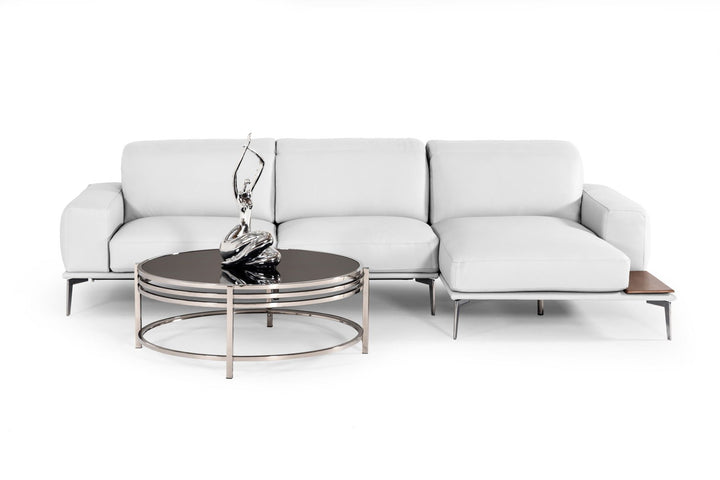 Estro Salotti Villeneuve - Modern White Italian Leather Sectional Sofa - Mac & Mabel