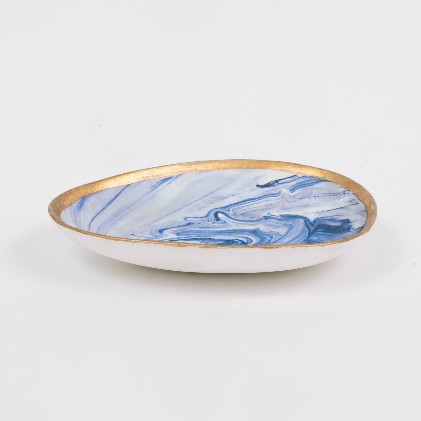 Marbleized Porcelain Ring Dish, Blue