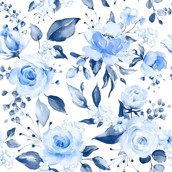 Stylish Blue Floral Wallpaper Chic