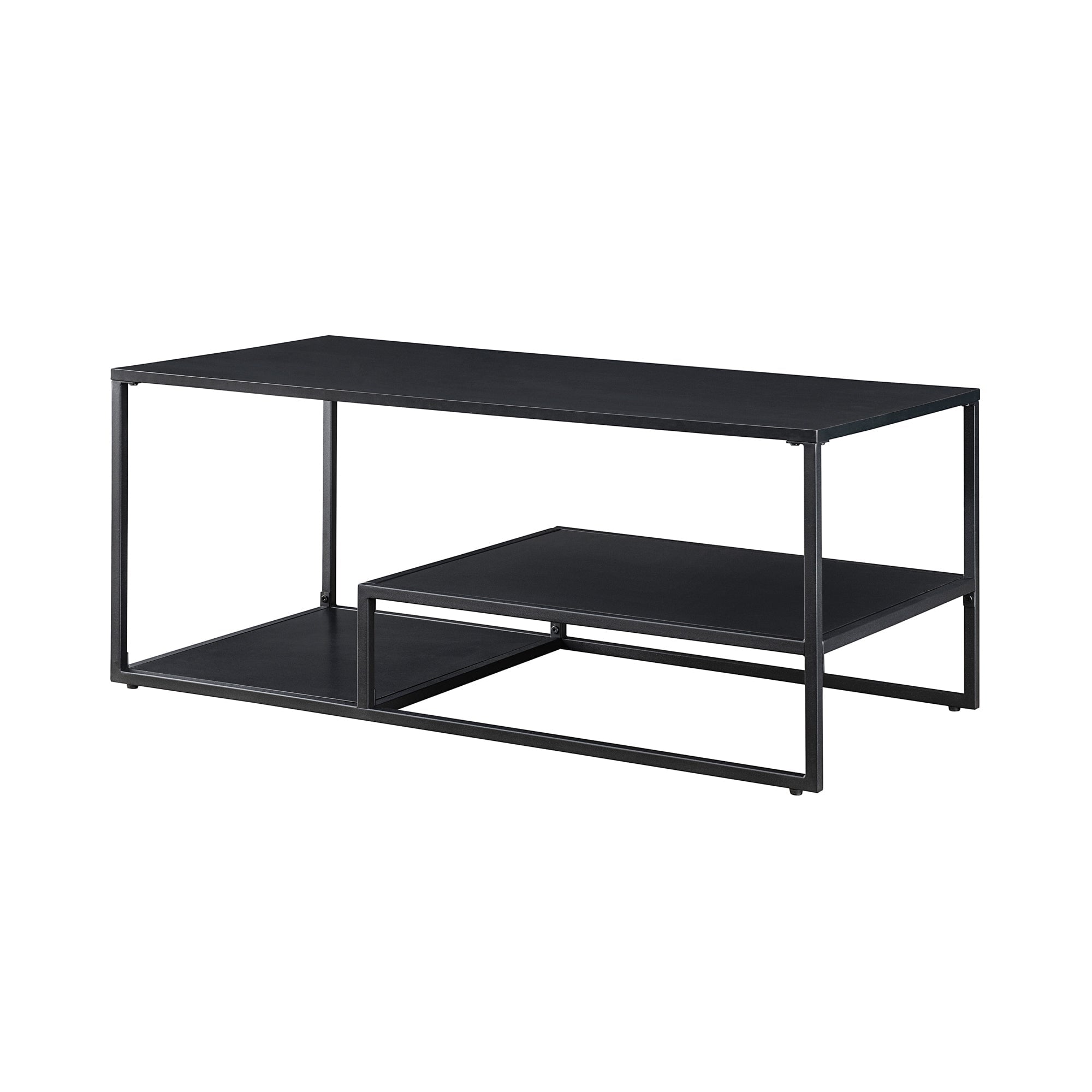 Fasi 40" Metal and Wood Coffee Table with Tiered Shelves