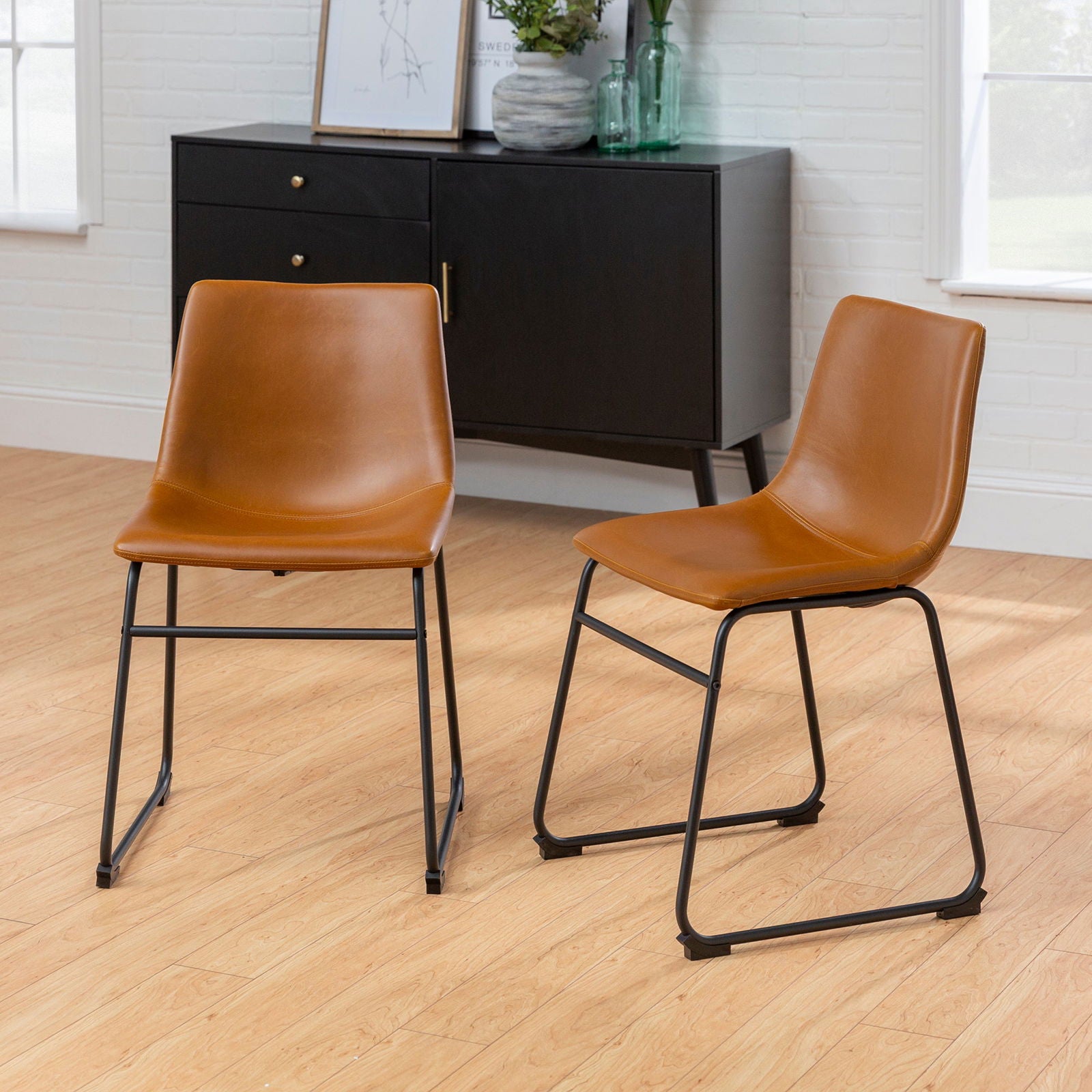 Faux 2-Piece Leather Dining Chairs - Mac & Mabel