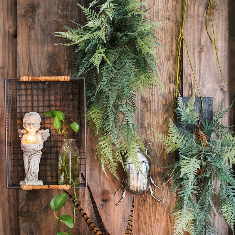 Faux Artificial Asparagus Setaceus Wood Board Hanging Decoration - Mac & Mabel