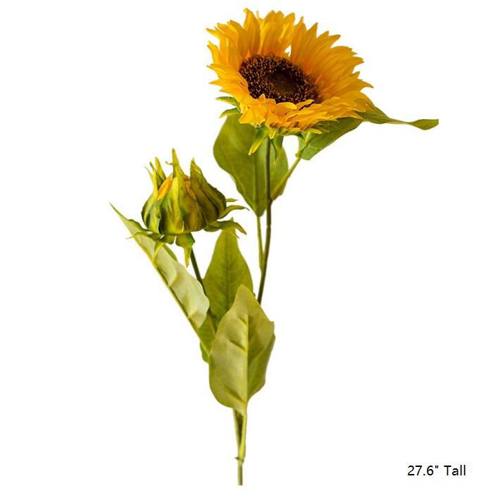 Faux Artificial Flower Silk Sunflower Stem 28" Tall - Mac & Mabel