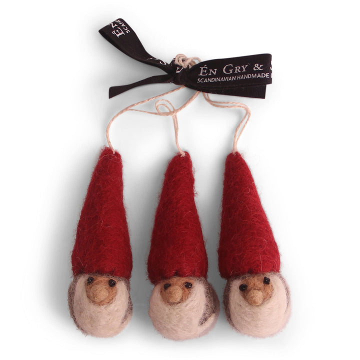 Felt Christmas Tree Decoration - Gnome Faces (Set of 3) - Classic Colors - Mac & Mabel