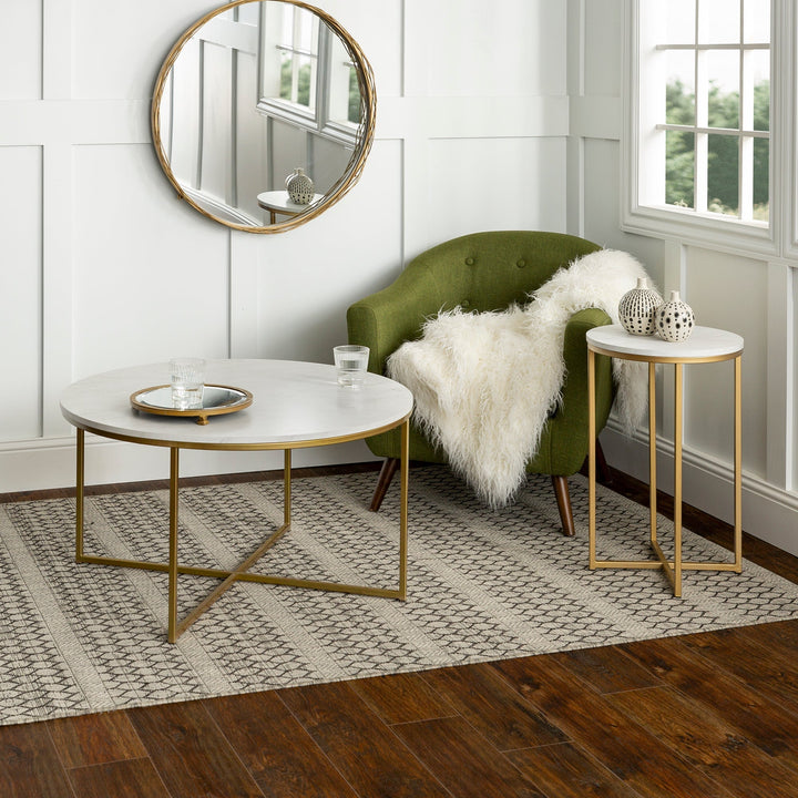Alissa Modern Glam Coffee Table and Side Table Set