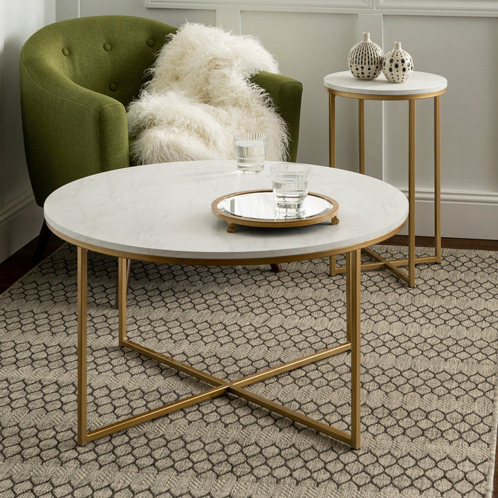 Alissa Modern Glam Coffee Table and Side Table Set