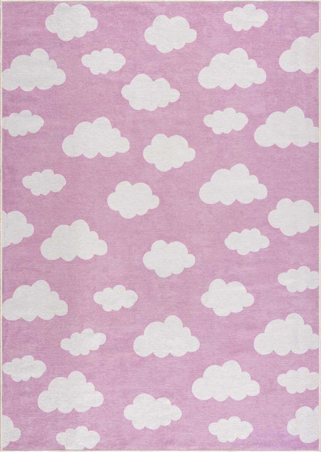 Kids Washable Area Rug, Pink Cloud