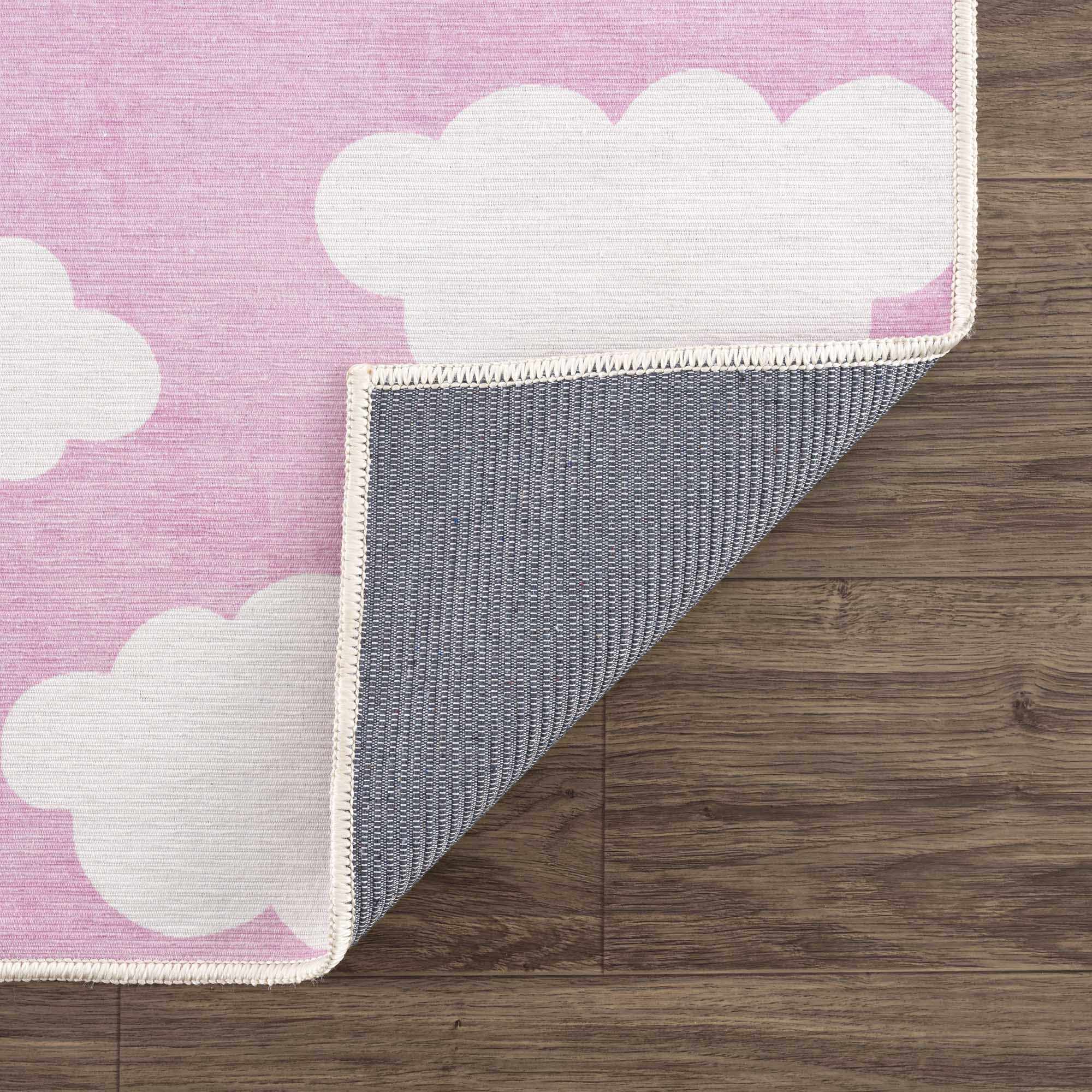 Kids Washable Area Rug, Pink Cloud