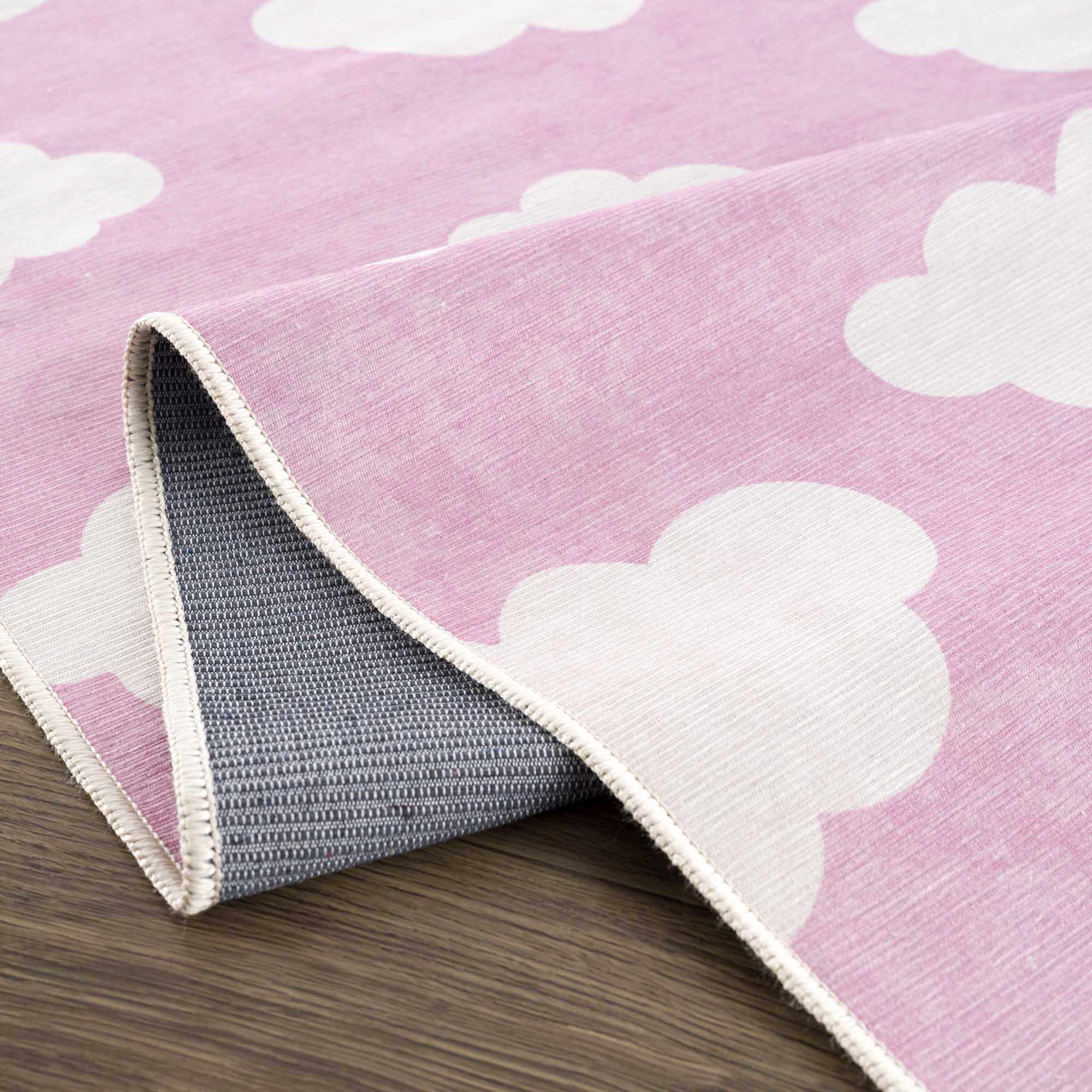 Kids Washable Area Rug, Pink Cloud