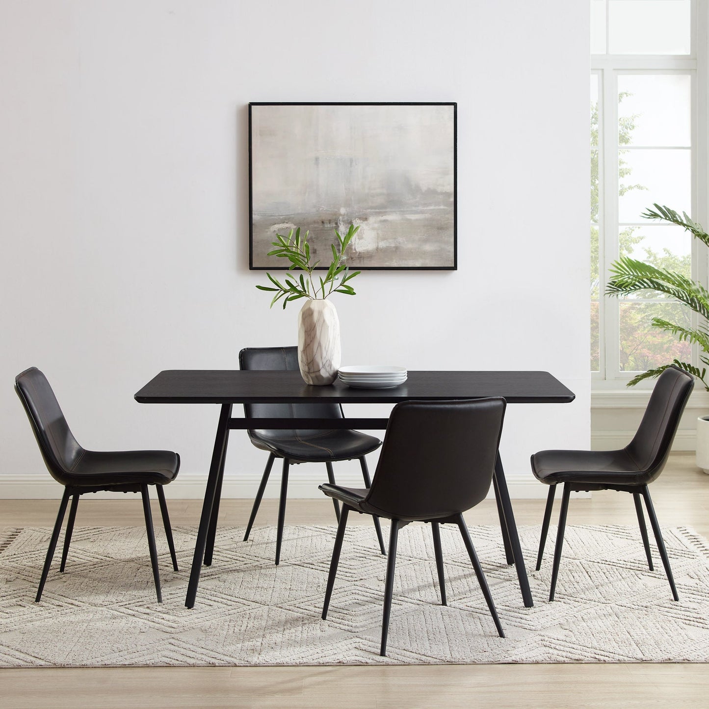 Garret 60" Modern Industrial Veneer and Metal Dining Table