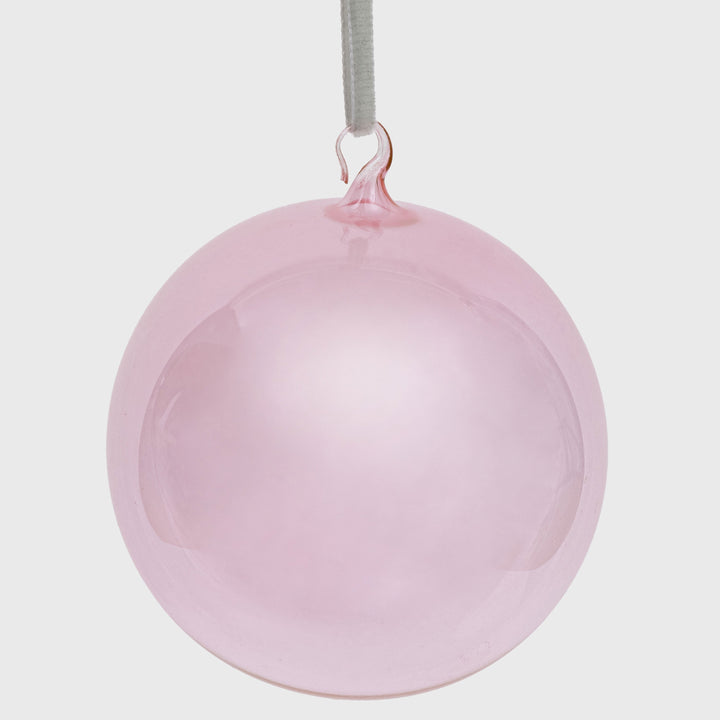 Glass Bubble Balls, Pale Pink, Set of Three