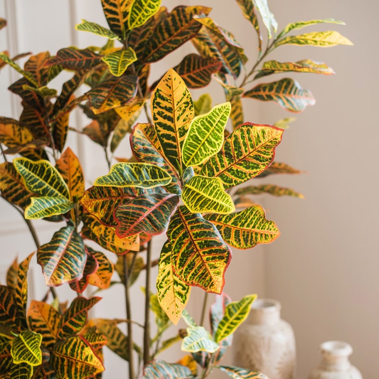 Large Leaf Artificial Croton Tree In Pot