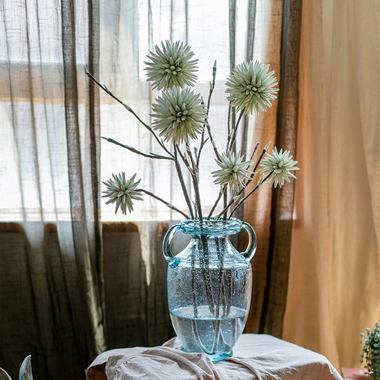 Round Ball Flower on Twig Stem in Green