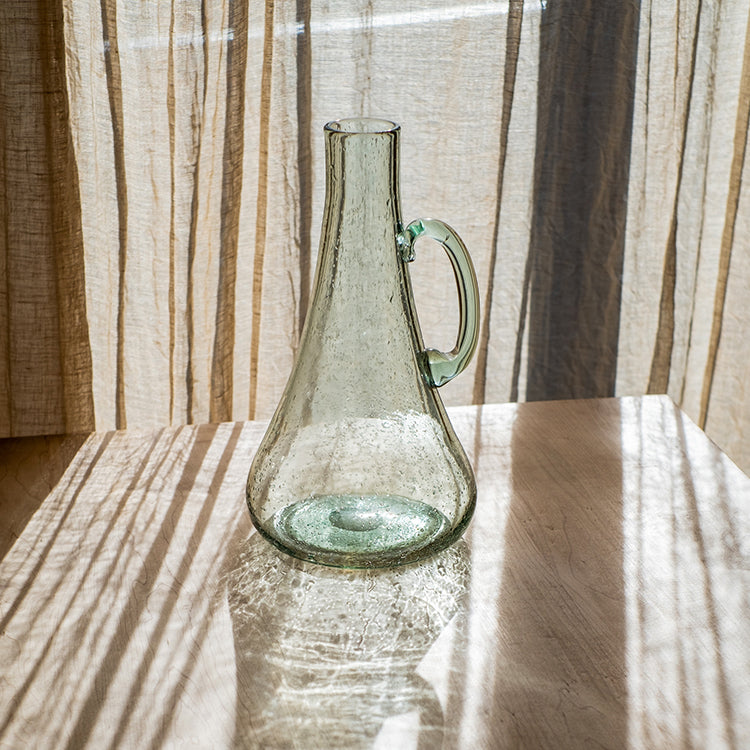 Small Opening Bubble Glass Kettle Vase, 13"