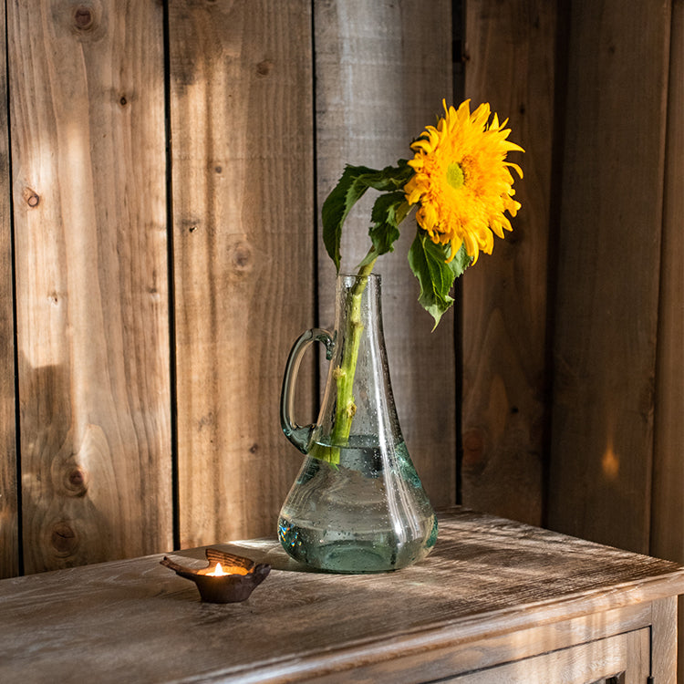 Small Opening Bubble Glass Kettle Vase, 13"