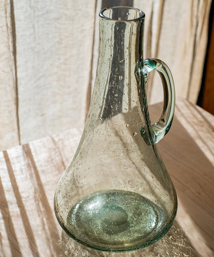 Small Opening Bubble Glass Kettle Vase, 13"