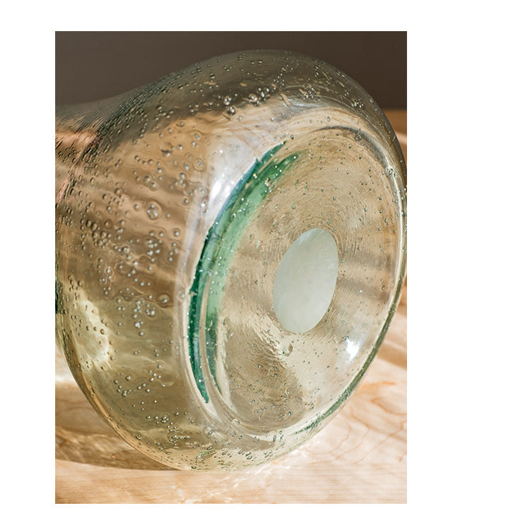 Small Opening Bubble Glass Kettle Vase, 13"