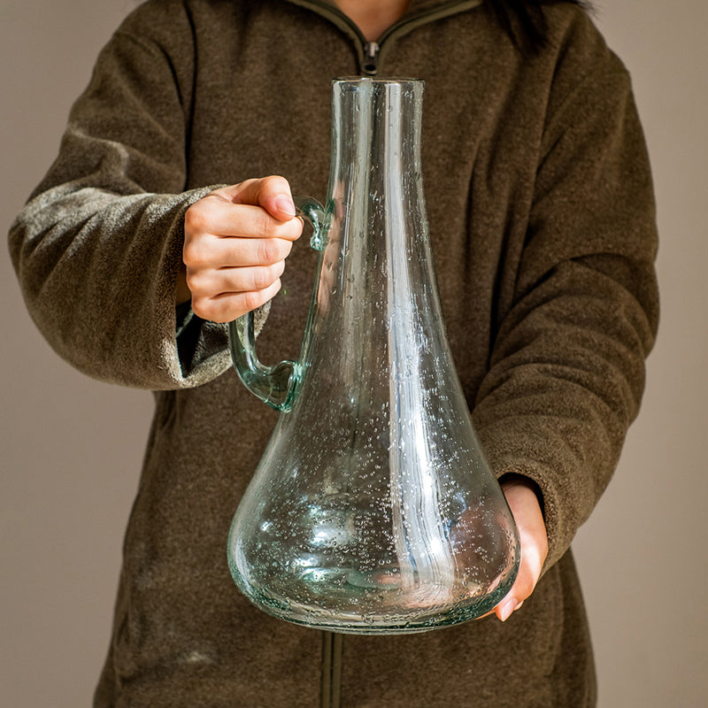 Small Opening Bubble Glass Kettle Vase, 13"