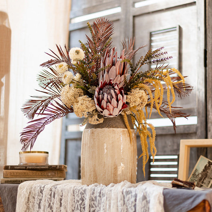 Rust Red Protea Faux Bouquet, 23"