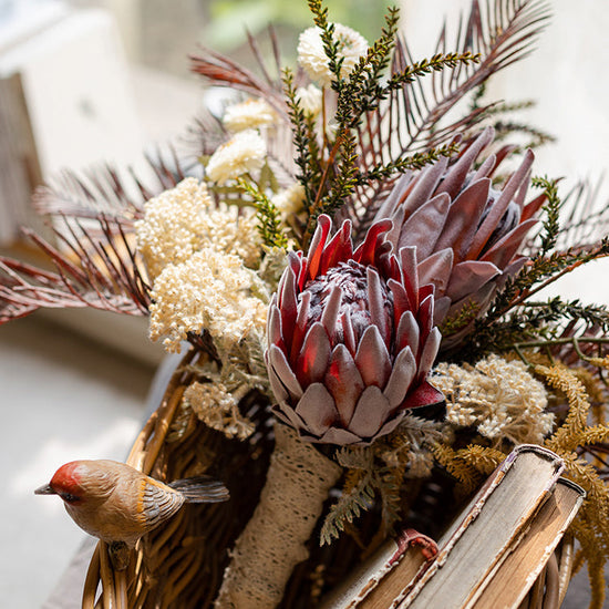 Rust Red Protea Faux Bouquet, 23"